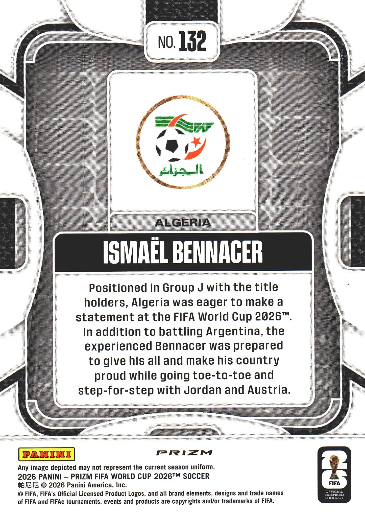 2026 Panini Prizm World Cup Silver Ismael Bennacer #132 Algérie