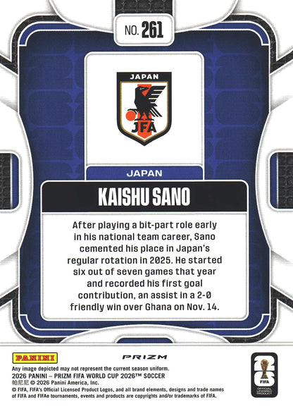 2026 Panini Prizm World Cup Silver Kaishu Sano #261 Japon