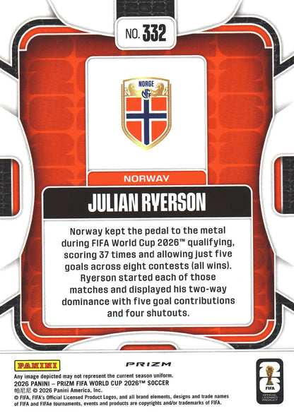 2026 Panini Prizm World Cup Silver Julian Ryerson #332 Norvege