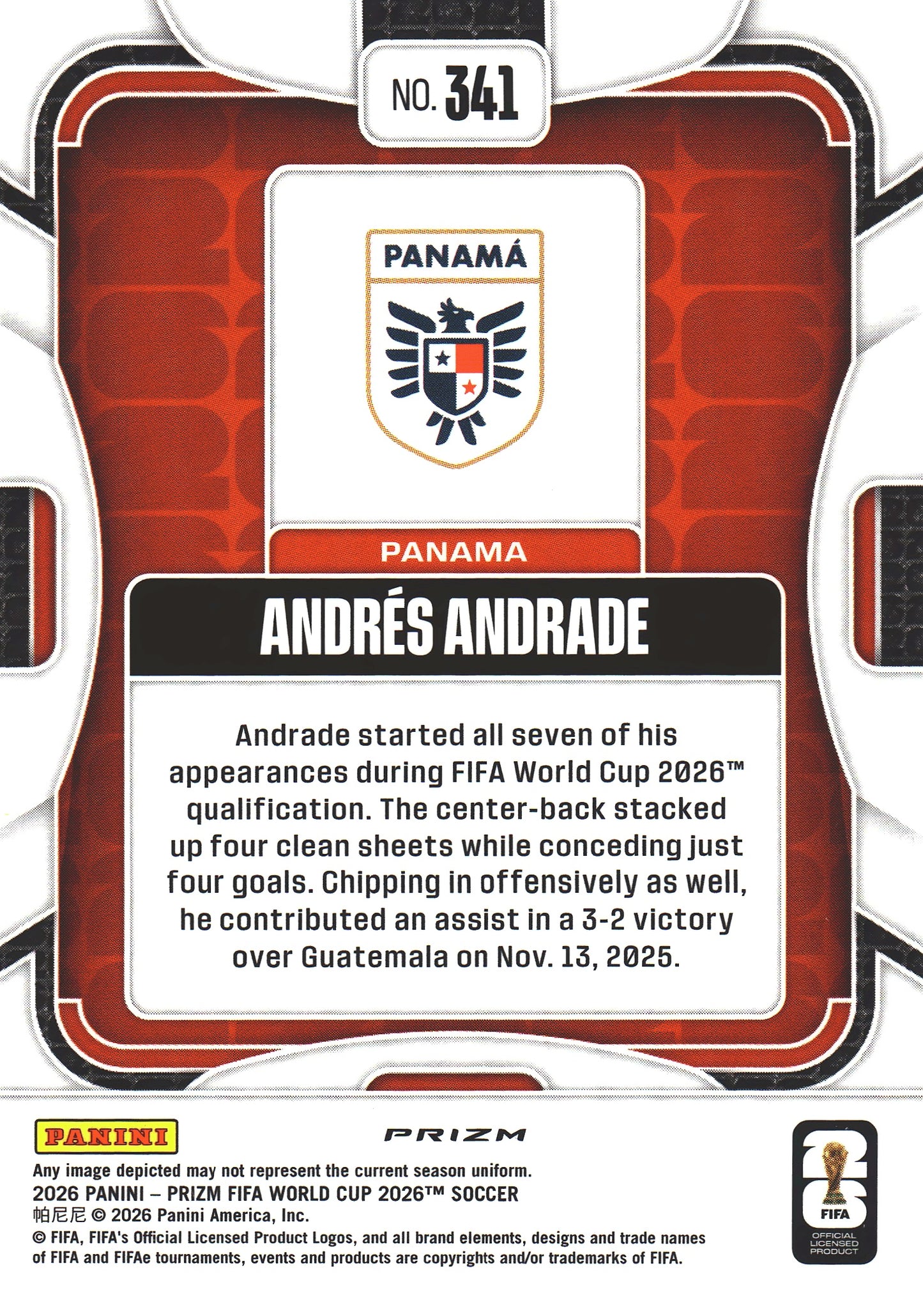 2026 Panini Prizm World Cup Silver Andres Andrade #341 Panama