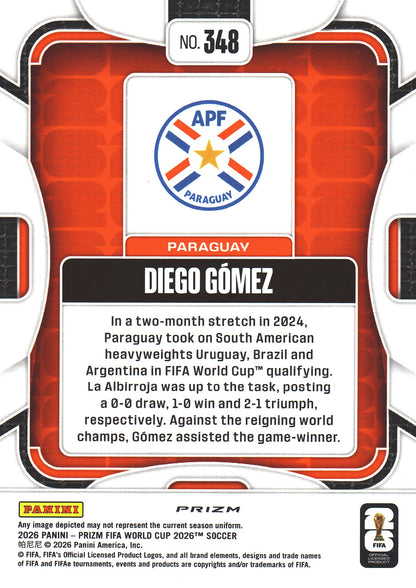 2026 Panini Prizm World Cup Silver Diego Gomez #348 Paraguay