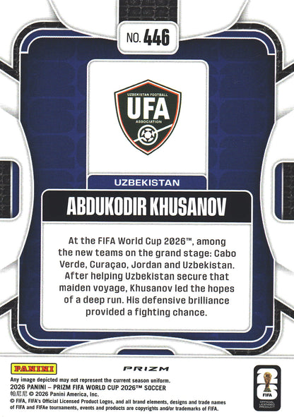 2026 Panini Prizm World Cup Silver Abdukodir Khusanov #446 Ouzbékistan