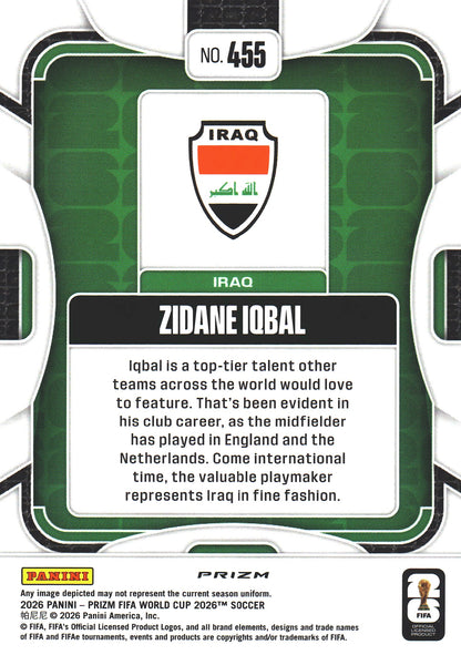 2026 Panini Prizm World Cup Silver Zidane Iqbal #455 Irak