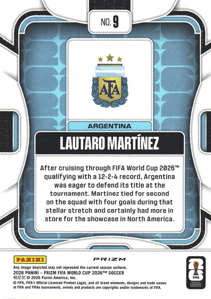 2026 Panini Prizm World Cup Hyper Lautaro Martinez #9 Argentine