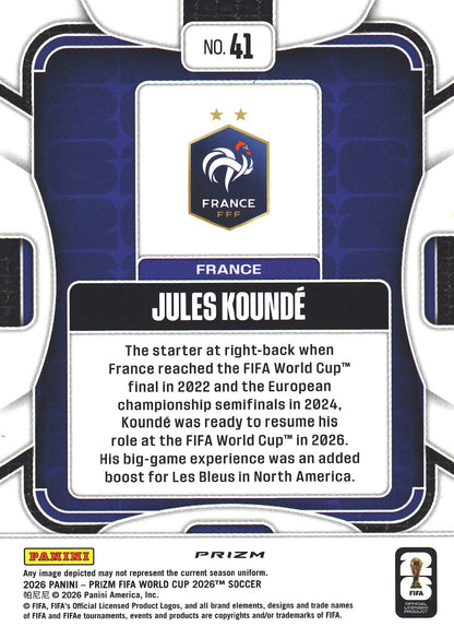 2026 Panini Prizm World Cup Hyper Jules Kounde #41 France