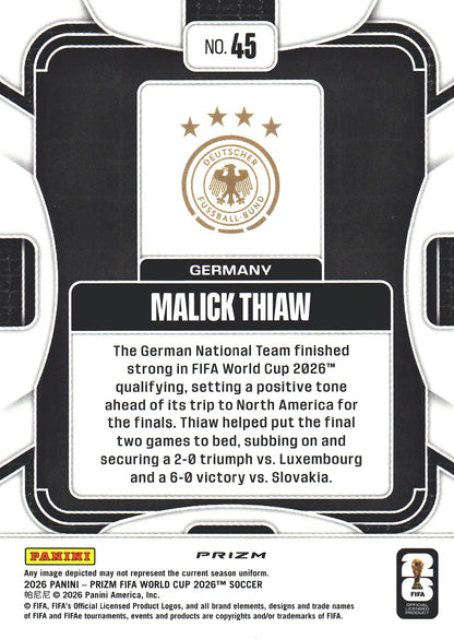 2026 Panini Prizm World Cup Hyper Malick Thiaw #45 Allemagne