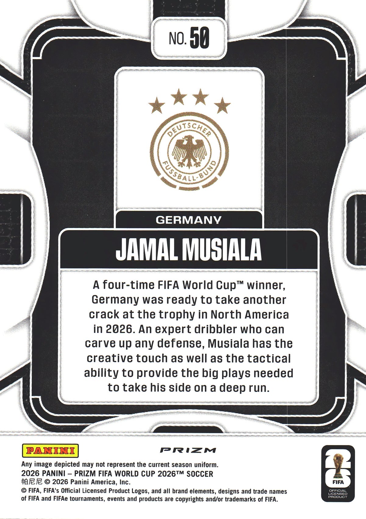 2026 Panini Prizm World Cup Hyper Jamal Musiala #50 Allemagne