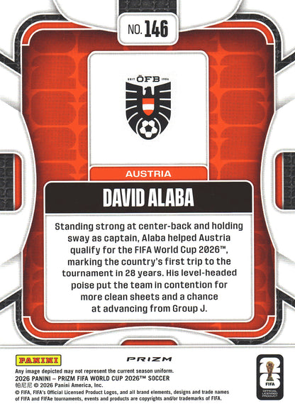 2026 Panini Prizm World Cup Hyper David Alaba #146 Autriche