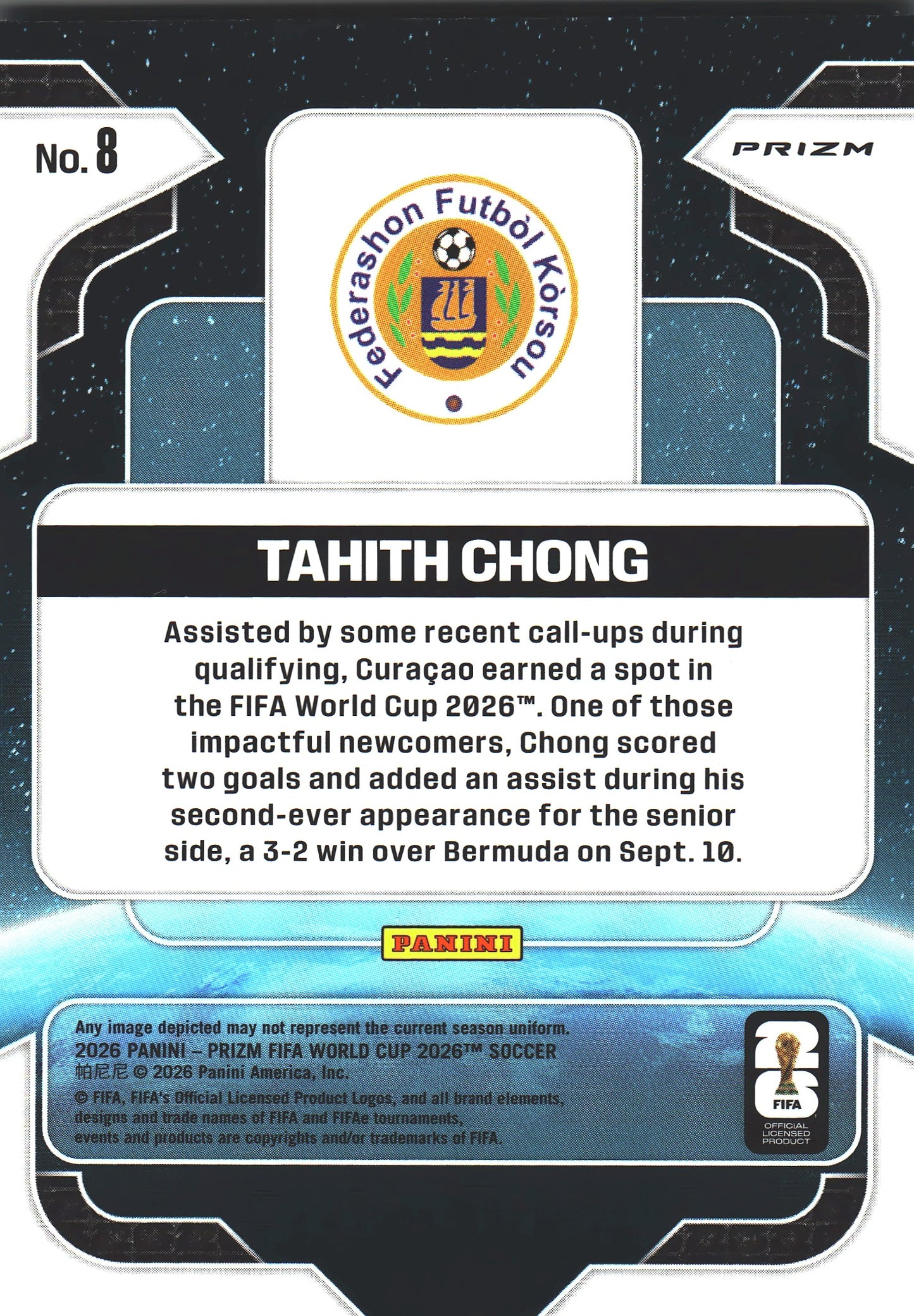 2026 Panini Prizm World Cup Global Reach Celestial Lattice Tahith Chong #8 Curacao