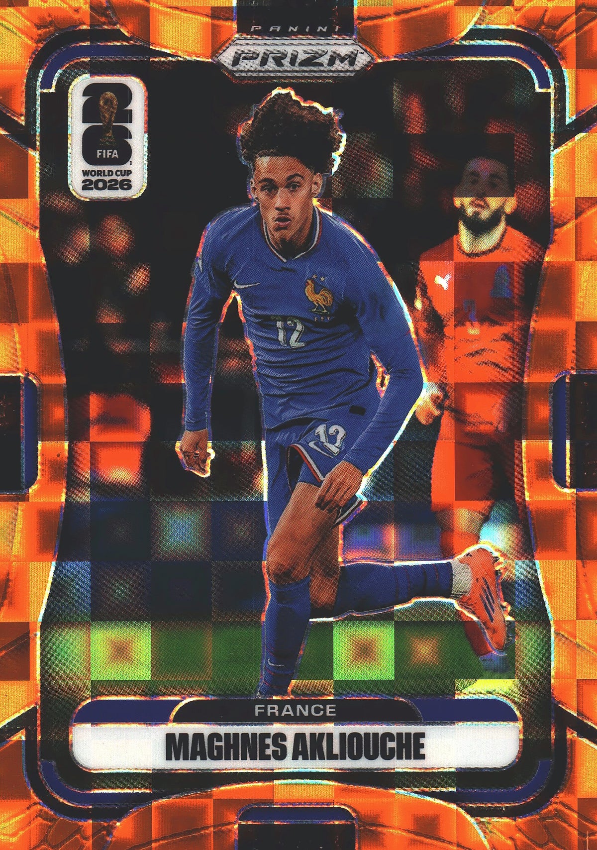 2026 Panini Prizm World Cup Orange Pandora /215 Maghnes Akliouche #30 France