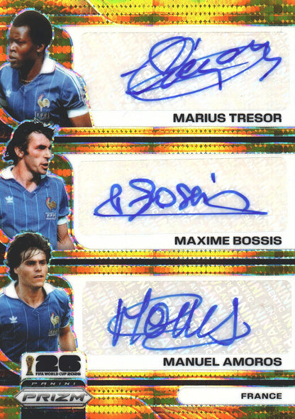 2026 Panini Prizm World Cup Triple Auto Gold /10 Trésor / Bossis / Amoros #TS-MMM France