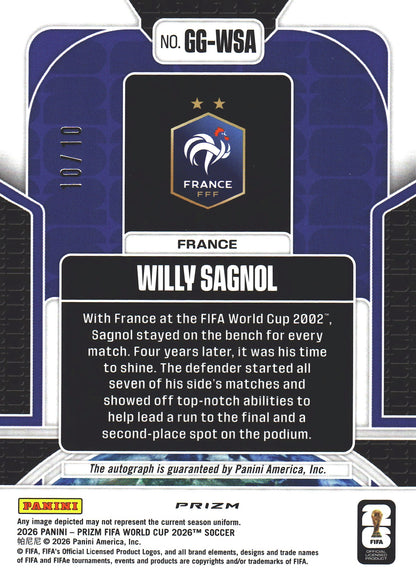 2026 Panini Prizm World Cup Global Graphs Auto /10 Willy Sagnol France