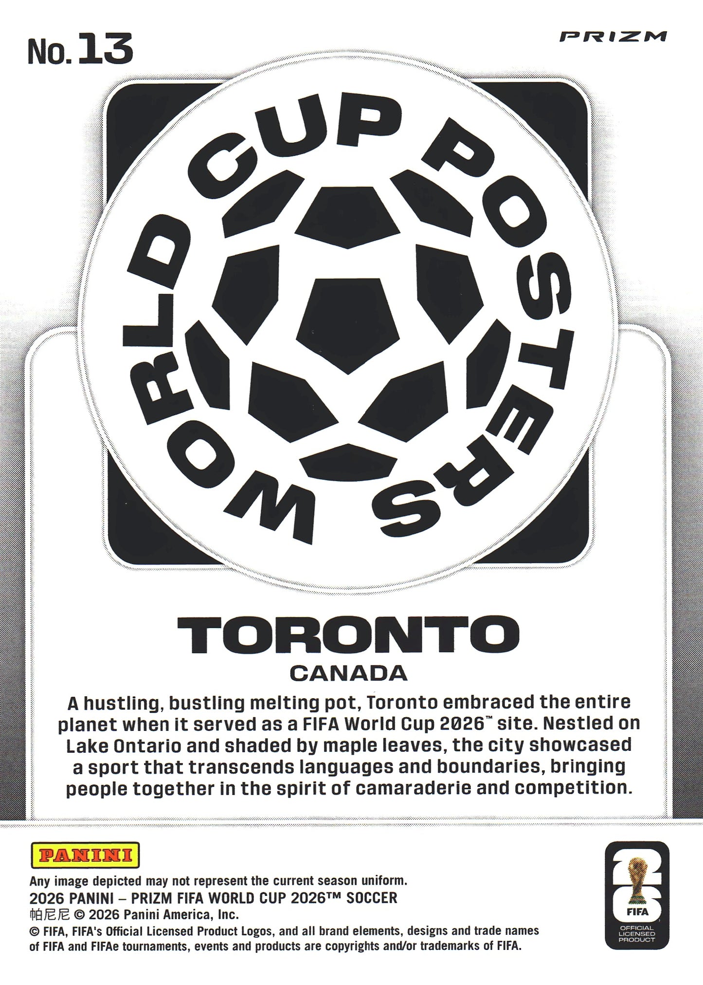 2026 Panini Prizm World Cup Posters Toronto #13