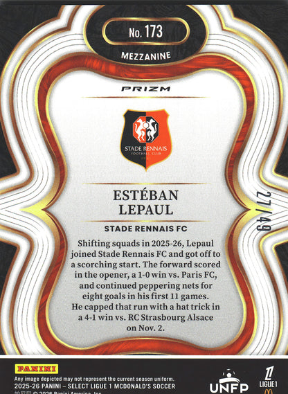 2025 Panini Select Ligue 1 Purple /49 Esteban Lepaul #173 Stade Rennais