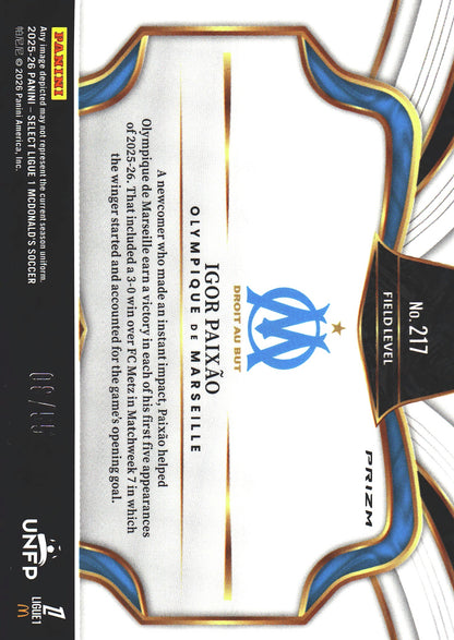 2025 Panini Select Ligue 1 Red /55 RC Igor Paixão #217 OM