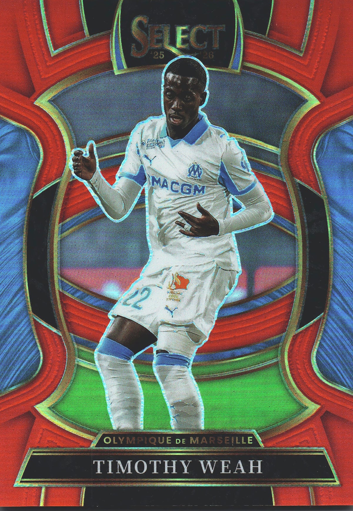 2025 Panini Select Ligue 1 Red /55 Timothy Weah #10 OM
