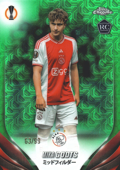 2023 Topps Chrome UCC RC Green /99 Mika Godts #121 Ajax