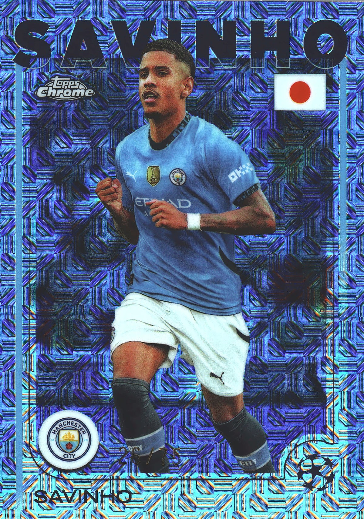 2024 Topps Chrome UCC Blue /75 Savinho #56 Manchester City