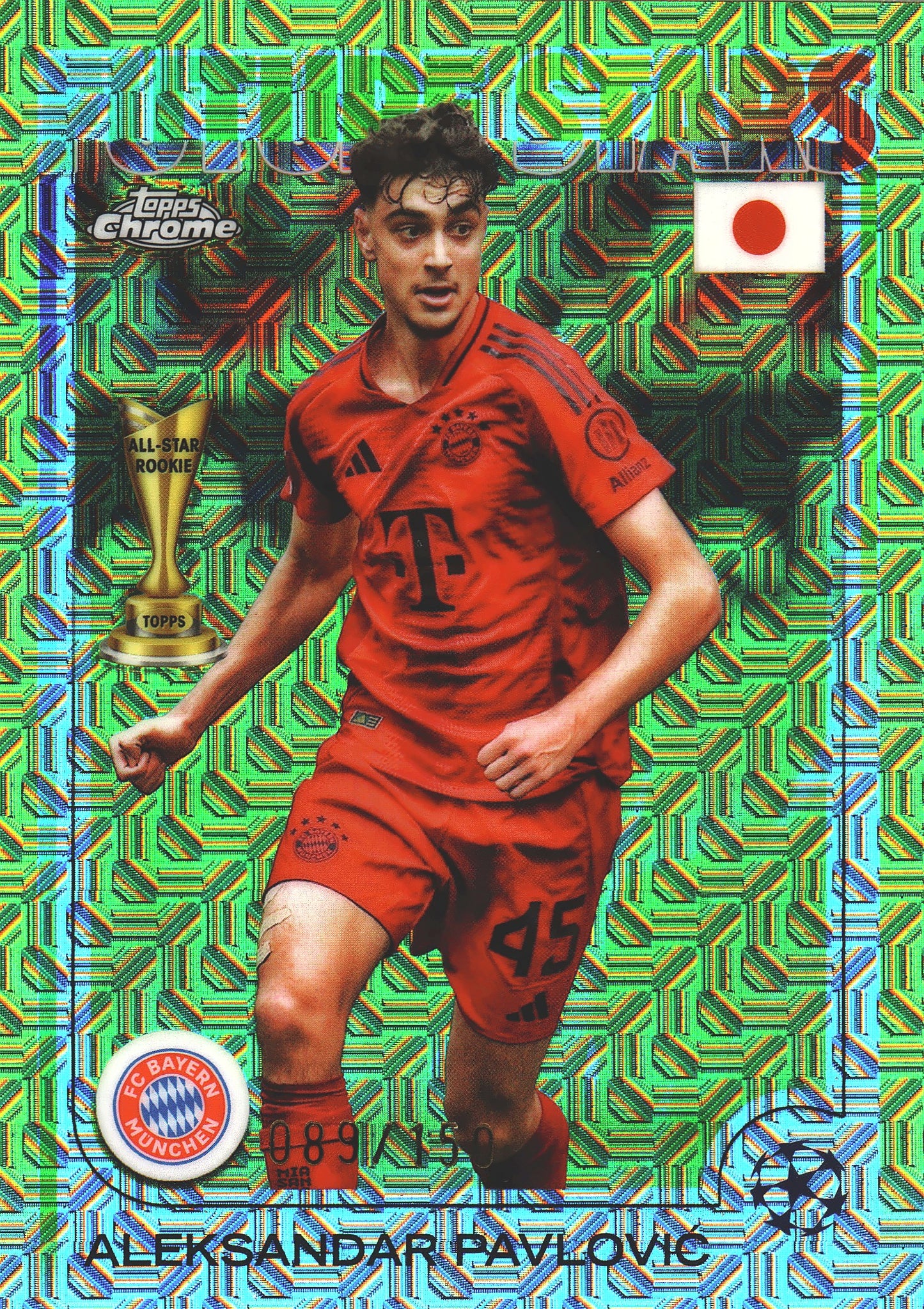 2024 Topps Chrome UCC Yellow /150 Aleksandar Pavlovic #61 Bayern Munich