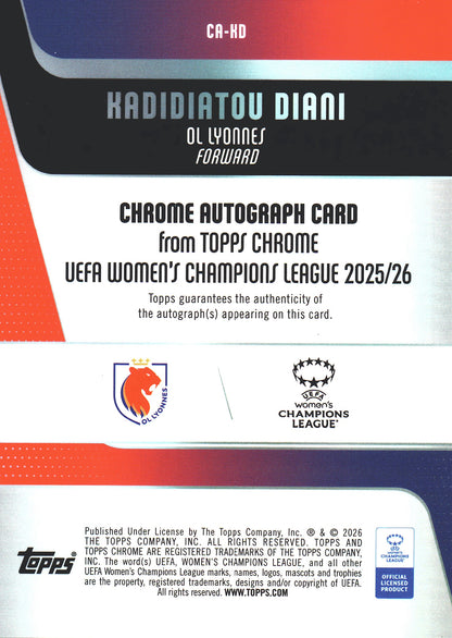 2025 Topps Chrome UCC Women Auto Kadidiatou Diani #CA-KD Lyon