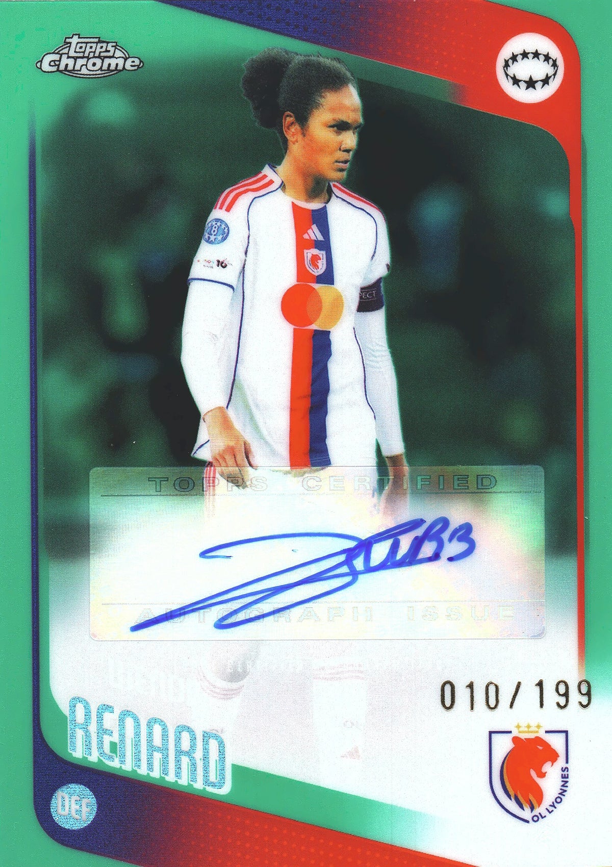 2025 Topps Chrome UCC Women Auto Aqua /199 Wendie Renard #CA-WR Lyon