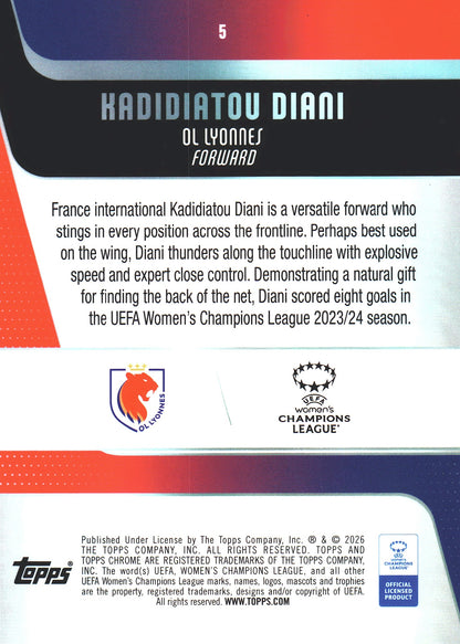 2025 Topps Chrome UCC Women Aqua /199 Kadidiatou Diani #5 Lyon