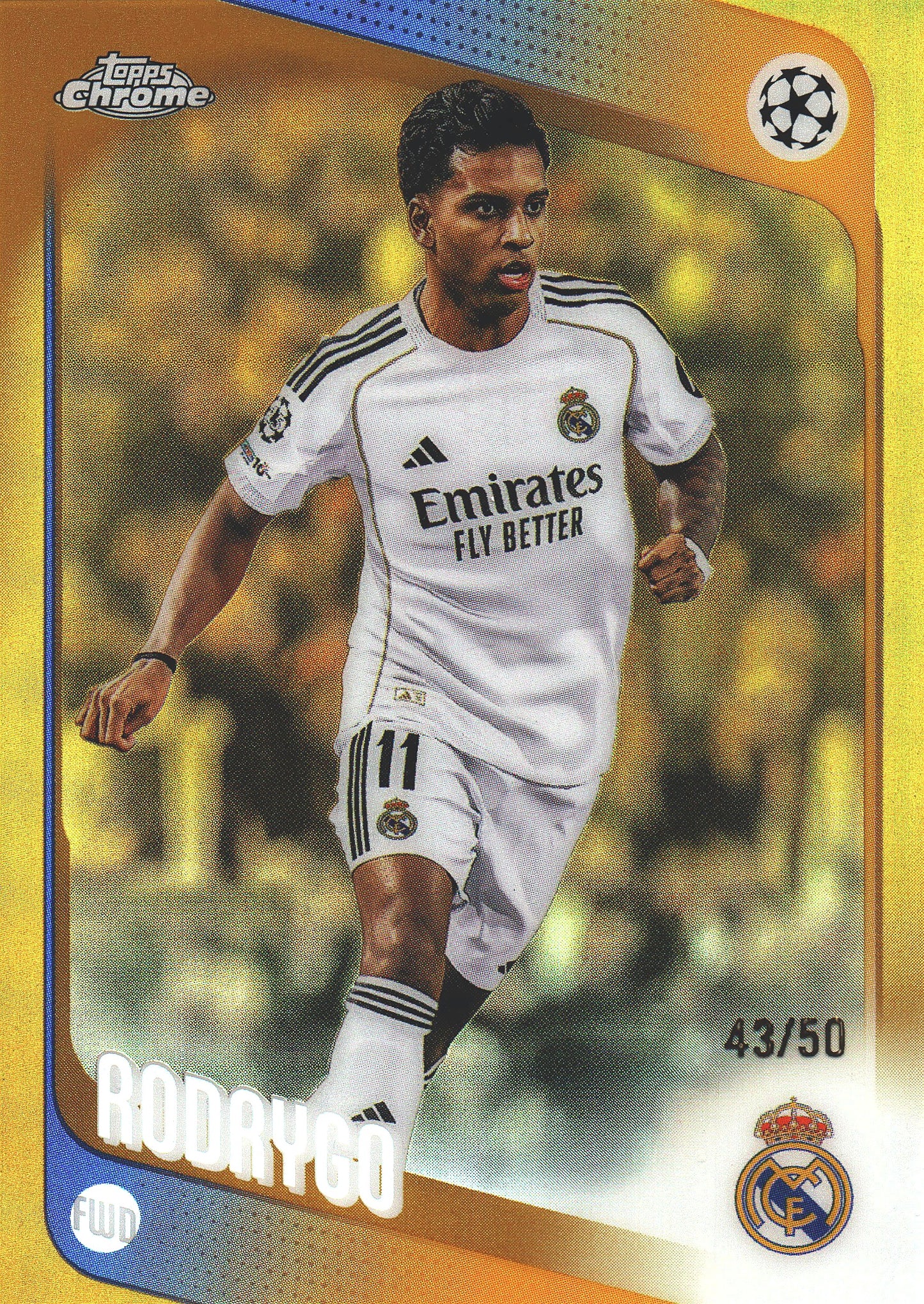 2025 Topps Chrome UCC Gold /50 Rodrygo #102 Real Madrid
