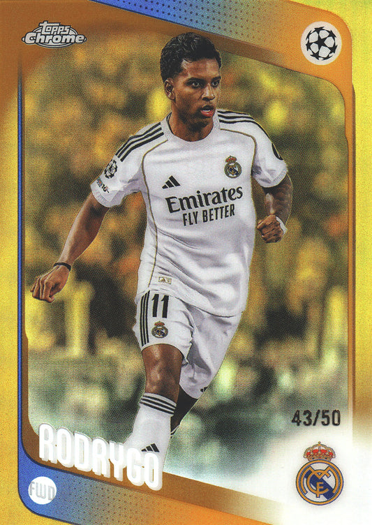 2025 Topps Chrome UCC Gold /50 Rodrygo #102 Real Madrid
