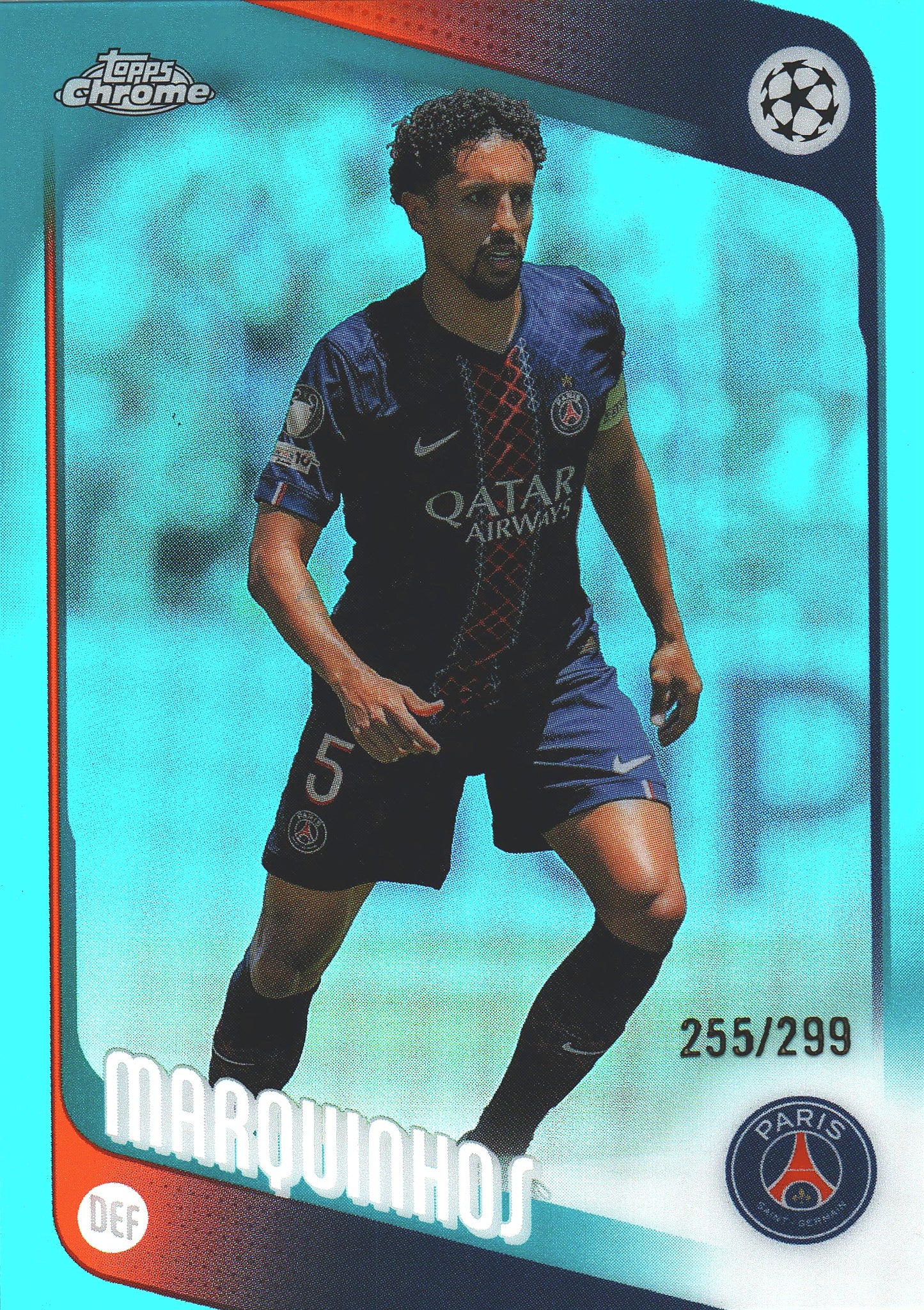 2025 Topps Chrome UCC Blue /299 Marquinhos #92 PSG
