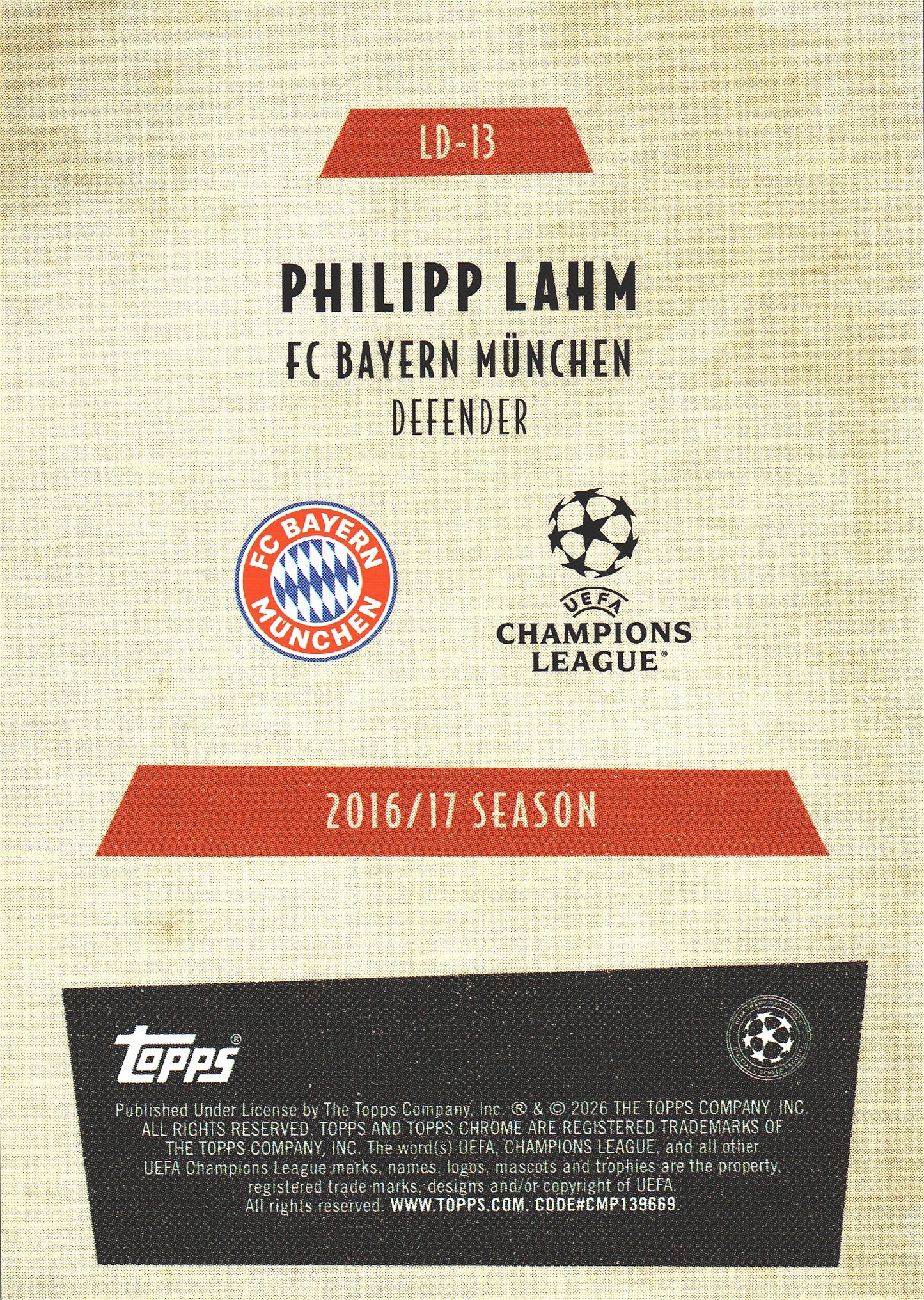 2025 Topps Chrome UCC Last Dance Philipp Lahm #LD-13 Bayern Munich