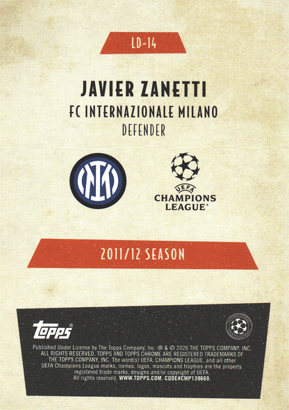 2025 Topps Chrome UCC Last Dance Javier Zanetti #LD-14 Inter Milan