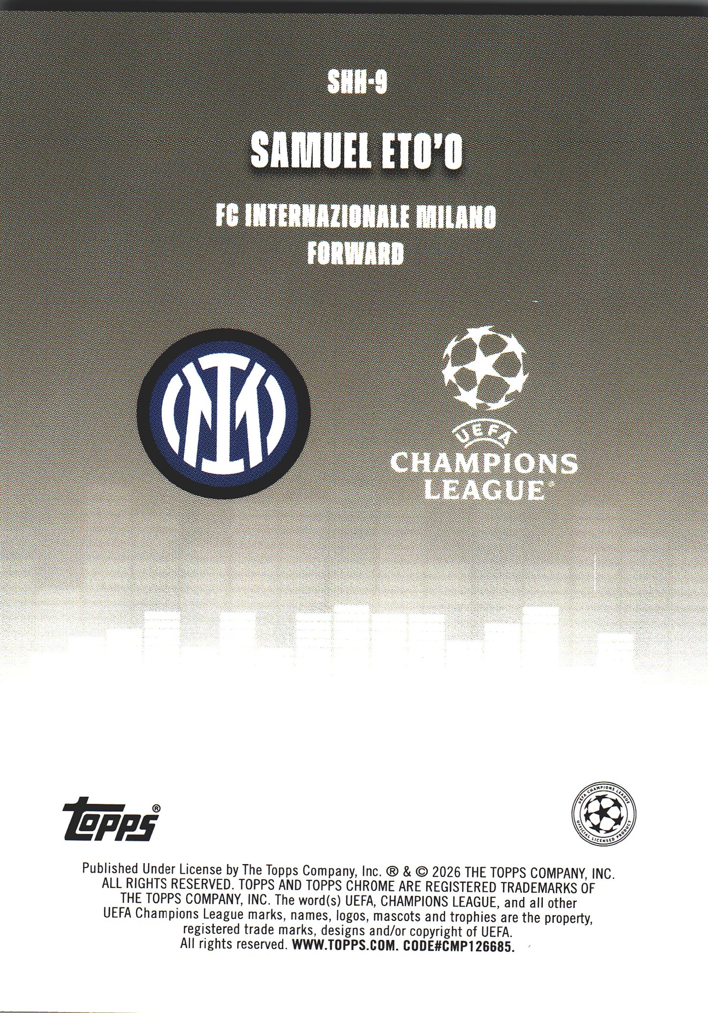 2025 Topps Chrome UCC Silenced Starball Samuel Eto'o #SHH-9 Inter Milan