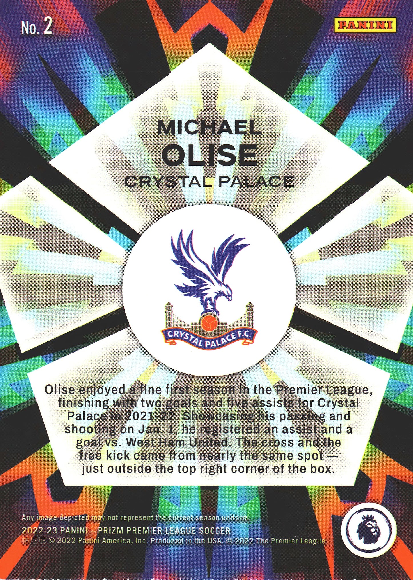 2022 Panini Prizm PL Kaleidoscopic Michael Olise #2 Crystal Palace