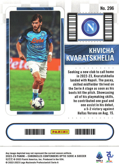 2022 Panini Contenders Optic RC Khvicha Kvaratskhelia #296 Napoli
