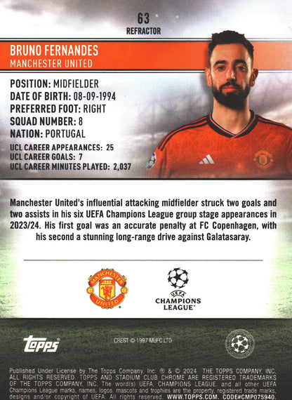 2023 Topps Stadium Club Chrome UCC Refractor Bruno Fernandes #63 Manchester United