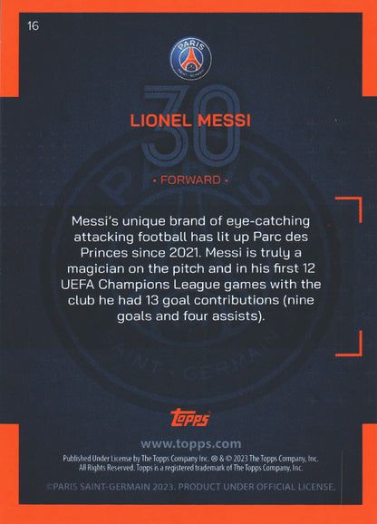 2022 Topps PSG Team Set Lionel Messi Icy #16 Paris Saint-Germain