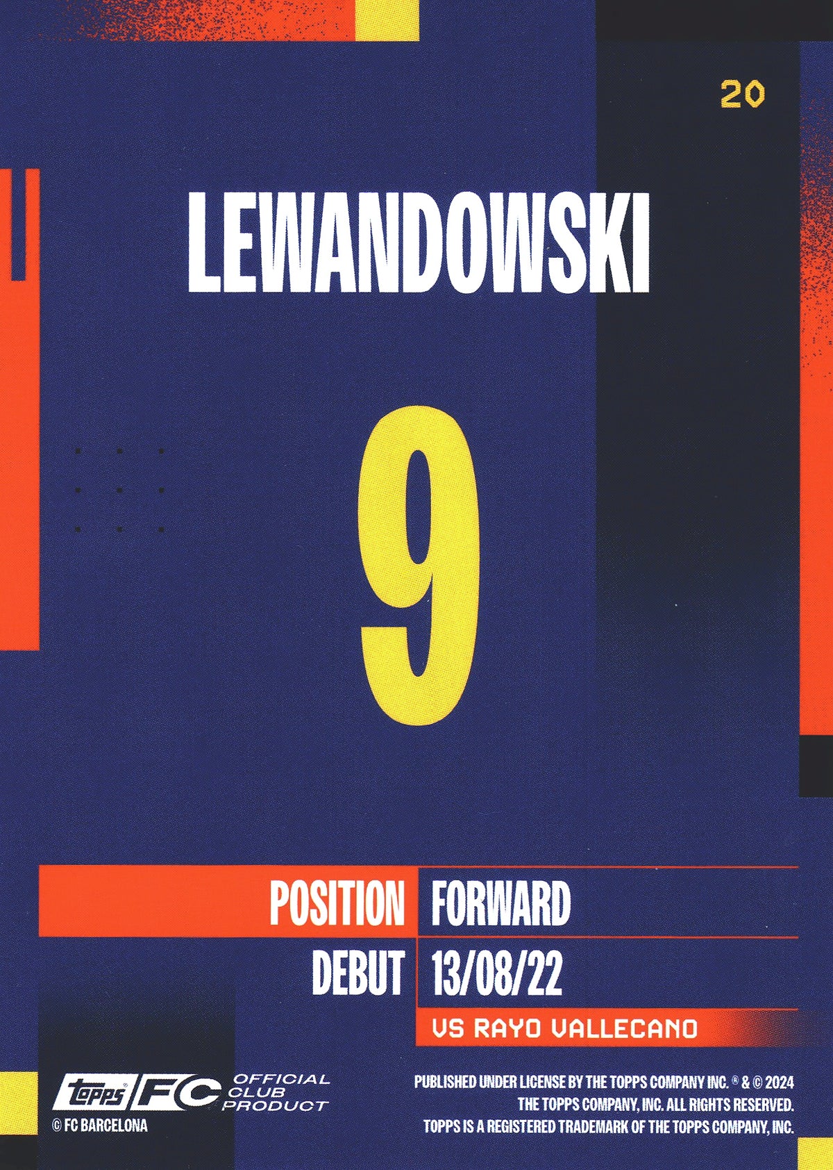 2024 Topps FC Barcelona Team Set Lewandowski #20 FC Barcelona