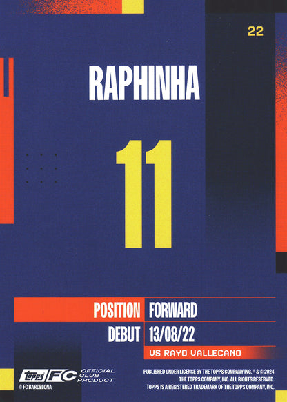 2024 Topps FC Barcelona Team Set Raphinha #22 FC Barcelona