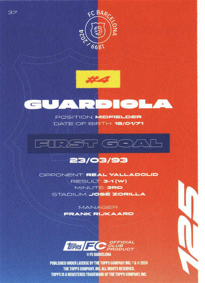 2024 Topps FC Barcelona Team Set Guardiola #37 FC Barcelona