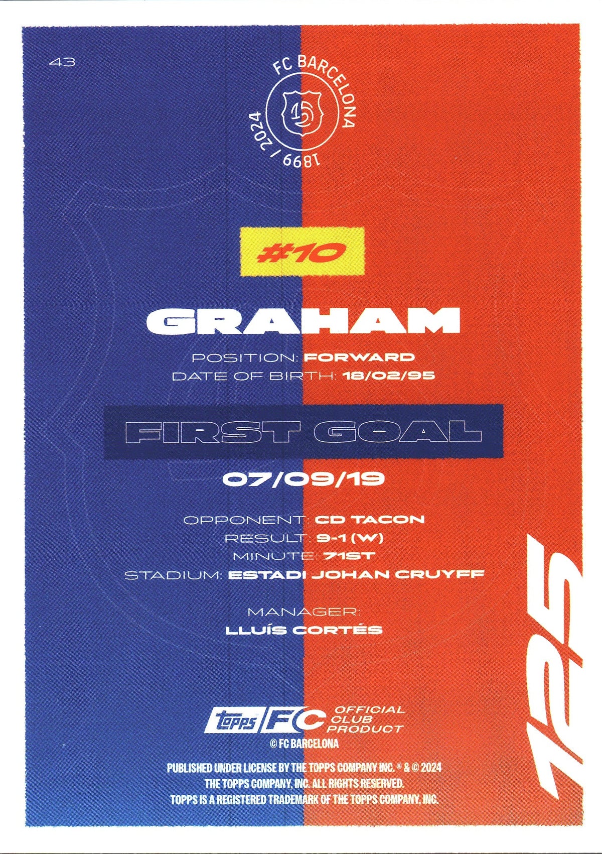 2024 Topps FC Barcelona Team Set Graham #43 FC Barcelona Femeni