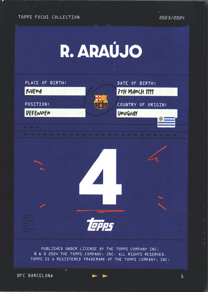 2023 Topps Focus FC Barcelona R. Araújo #5 FC Barcelona