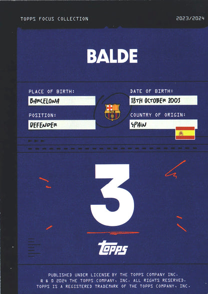 2023 Topps Focus FC Barcelona Balde #7 FC Barcelona