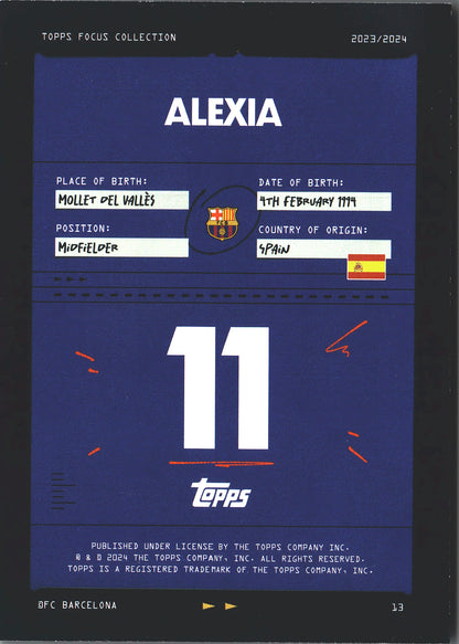 2023 Topps Focus FC Barcelona Alexia #13 FC Barcelona Femeni