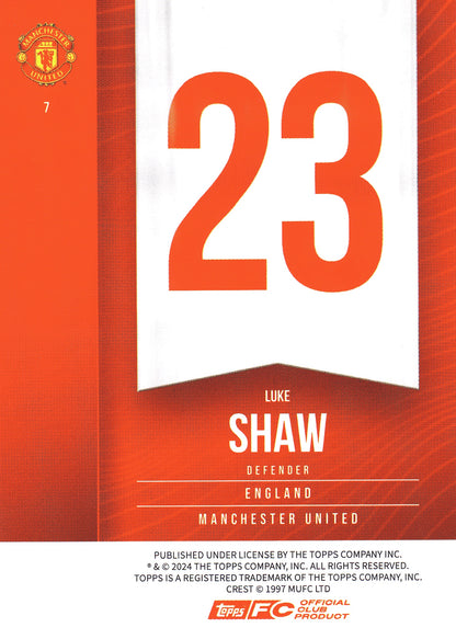 2024 Topps Manchester United Fan Set Luke Shaw #7 Manchester United