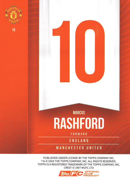 2024 Topps Manchester United Fan Set Marcus Rashford #16 Manchester United