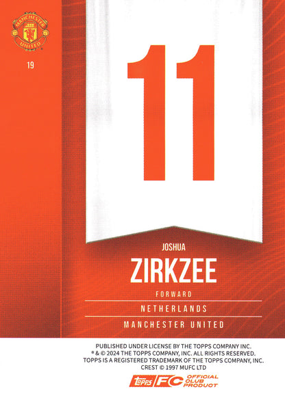 2024 Topps Manchester United Fan Set Joshua Zirkzee #9 Manchester United