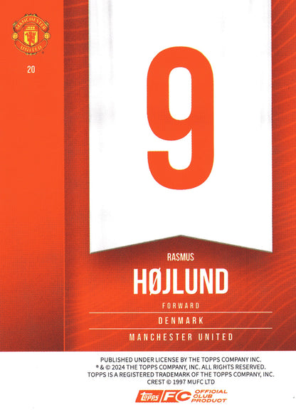 2024 Topps Manchester United Fan Set Rasmus Hojlund #20 Manchester United
