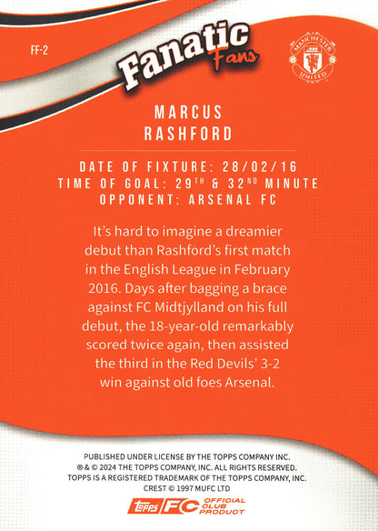 2024 Topps Manchester United Fan Set Fanatic Fans Marcus Rashford #FF-2