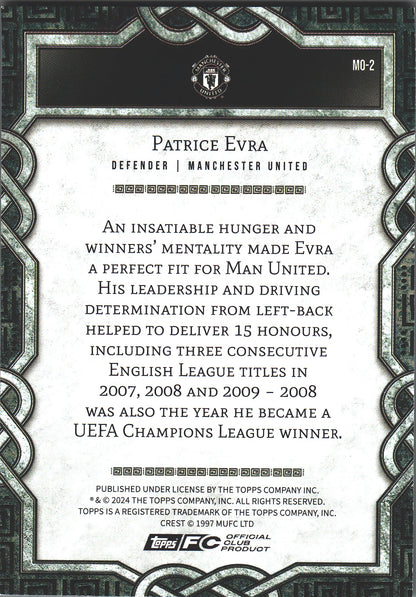 2024 Topps Manchester United Fan Set Monolith Patrice Evra #MO-2