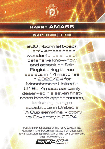2024 Topps Manchester United Fan Set Golden Future Harry Amass #GF-1